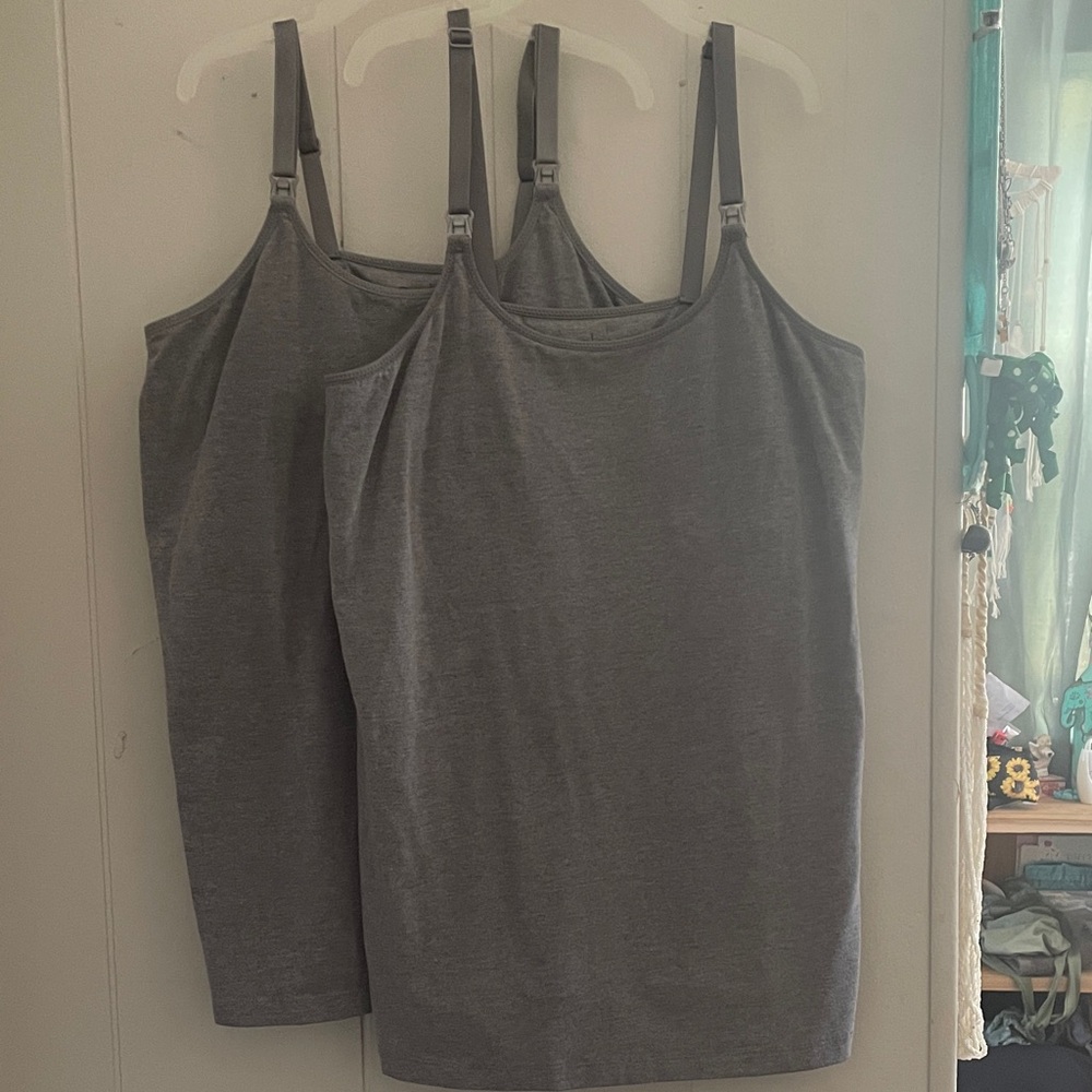 Set of 2 grey nursing camisoles